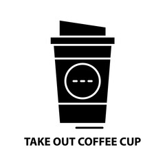 take out coffee cup icon, black vector sign with editable strokes, concept illustration