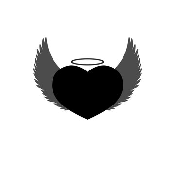 Heart with wings icon, flat graphic design template, love sign, Valentines Day symbol, vector illustration