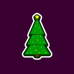 Christmas tree icon, isolated Xmas fir symbol, graphic design template, vector illustration