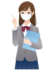 マスクをした女子生徒　説明