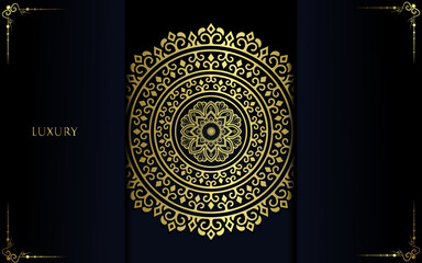 Luxury gold mandala ornate background for wedding invitation, book cover with mandala element style premium vector