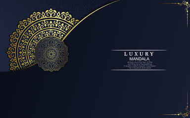 Luxury gold mandala ornate background for wedding invitation, book cover with mandala element style premium vector