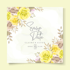 Romantic roses wedding invitation template