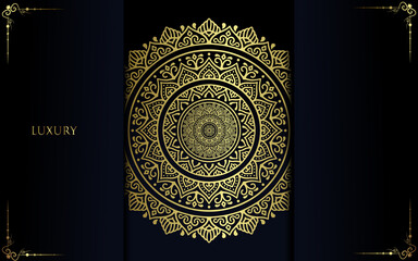 Luxury gold mandala ornate background for wedding invitation, book cover with mandala element style premium vector