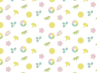 パステルカラーの和柄シームレスパターン