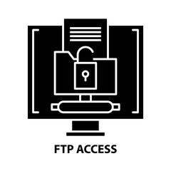 ftp access icon, black vector sign with editable strokes, concept illustration