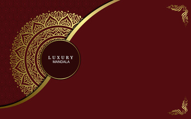 Luxury gold mandala ornate background for wedding invitation, book cover with mandala element style premium vector