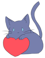 ハートを持った黒猫（青い瞳）