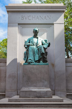 James Buchanan Memorial Statue, 15th US President, Located In Meridian Hill Park In The Columbia Heights Neighborhood Of Washington, DC. It Was Sculpted By Artist Hans Schuler And Dedicated In 1930.