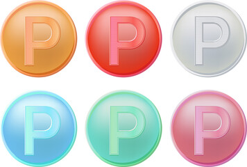 シンプルなポイントのコインのイラストセット