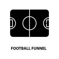 football funnel icon, black vector sign with editable strokes, concept illustration