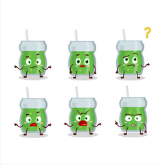 Cartoon character of avocado juice with what expression