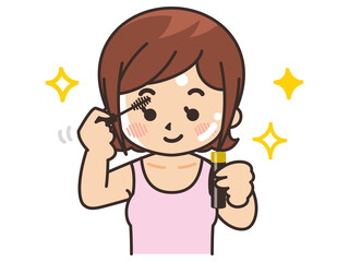 マスカラを塗る女性　美容　ビューティー　化粧　メイク