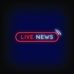 Live News Neon Signs Style Text Vector