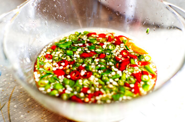 Thai fish sauce one of the condiment popular in Thailand. Macro shot