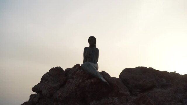View of Mermaid statue at Ayvalik in Turkey
