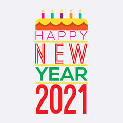 Happy New Year 2021 Vector Illustration.