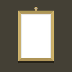 Blank Picture Frame Hanging on The Wall  Vector Illustration.