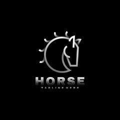 Vector Logo Illustration Horse Line Art Style.