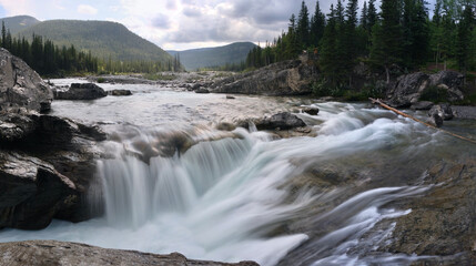 Scenic waterfalls in Canadian Rokies. Elbow Falls, Alberta. Canada. 