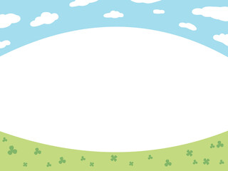 青空と草原のシンプルフレーム