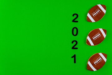 2021 American football season green background.