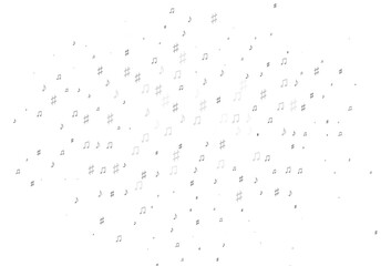 Light Silver, Gray vector backdrop with music notes.