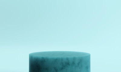 Product display podium jade on blue background. 3D rendering
