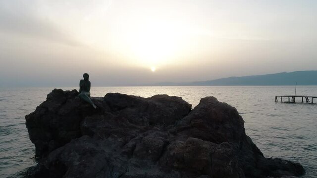 View of Mermaid statue at Ayvalik in Turkey