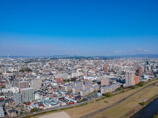 Fototapeta na wymiar 空中撮影した日本の町並みの風景