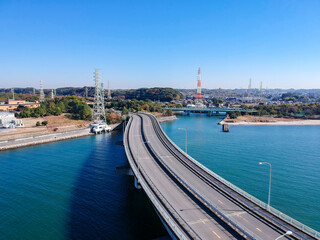 空中撮影した愛知県知多市新舞子周辺の町風景