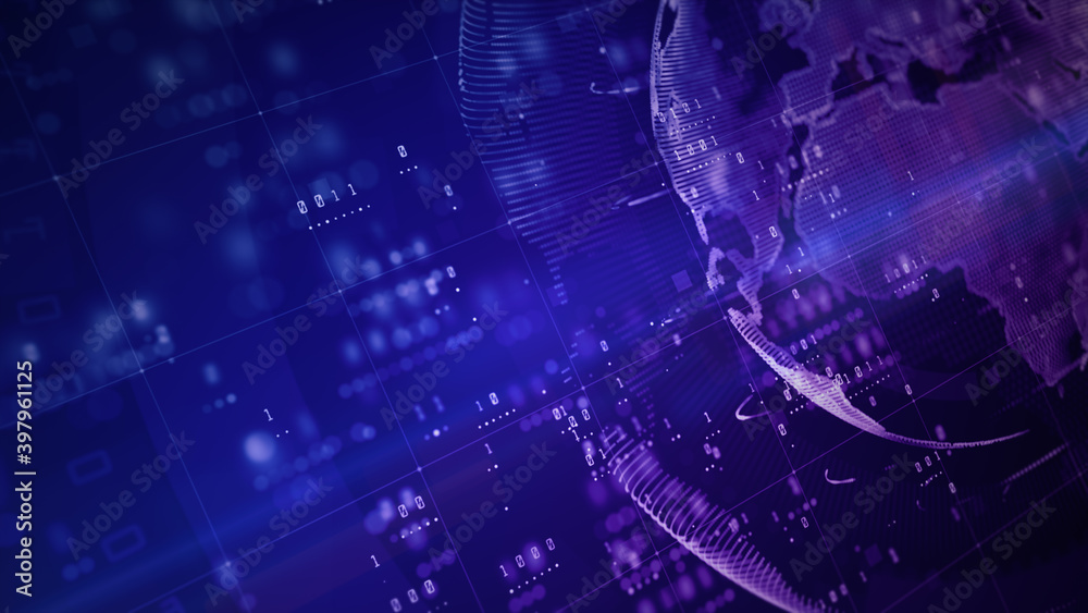 Aufkleber Technology Network Digital Data Connection, Cyber Security digital data, Global 5g high speed internet connection and Big data analysis process future background concept. 3d rendering