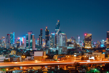 The City of Bangkok, the financial district of the Metropole, just night Bangkok, Thailand