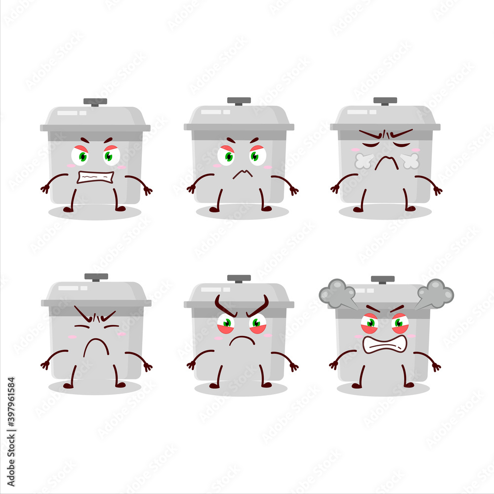 Poster French oven cartoon character with various angry expressions