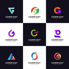 G logo collection , Gradient company capital letter G logos