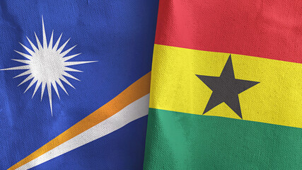 Ghana and Marshall Islands two flags textile cloth 3D rendering