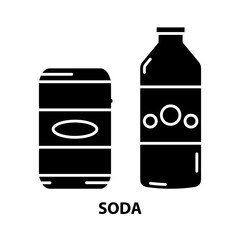 soda icon, black vector sign with editable strokes, concept illustration
