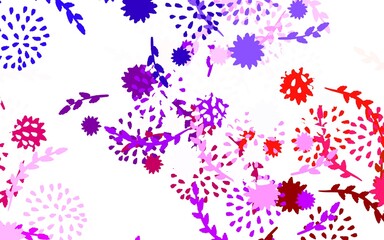 Light Blue, Red vector doodle background with flowers, roses.