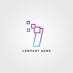 trendy logotype letter I pixel decoration for digital services company