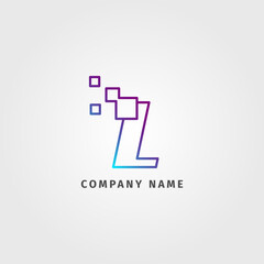 trendy logotype letter L pixel decoration for digital services company