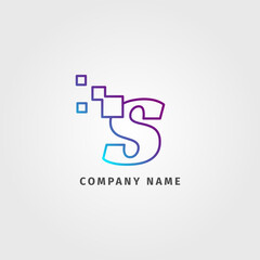 trendy logotype letter S pixel decoration for digital services company