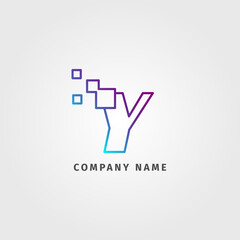 trendy logotype letter Y pixel decoration for digital services company