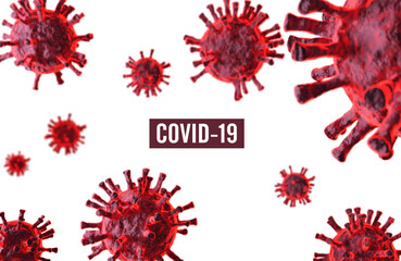 Coronavirus COVID-19 red cell flu outbreak and coronaviruses influenza concept 3D rendering