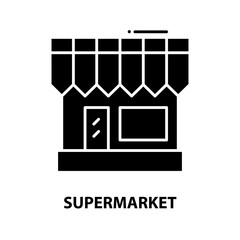 supermarket icon, black vector sign with editable strokes, concept illustration