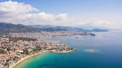 Fototapeta na wymiar Aerial view the city of Kavala in northern Greek.