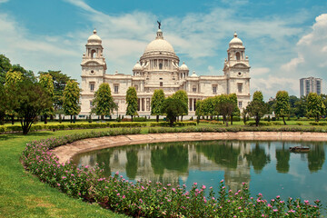Iconic Victoria Memorial of Kolkata, envisaged by Lord Curzon, the Viceroy of British India,...