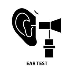 ear test icon, black vector sign with editable strokes, concept illustration