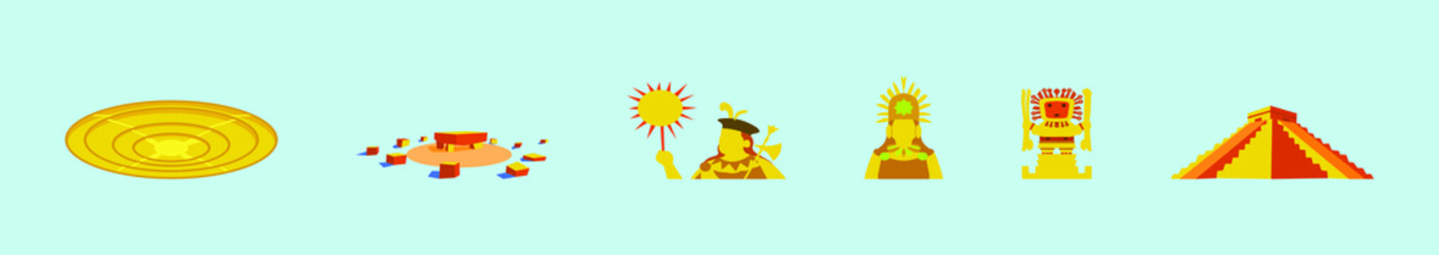 set of ancient incas cartoon design template with various models. vector illustration isolated on background