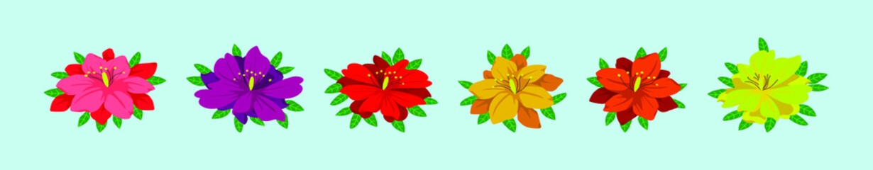 Obraz na płótnie Canvas set of azalea flowers cartoon design template with various models. vector illustration isolated on background