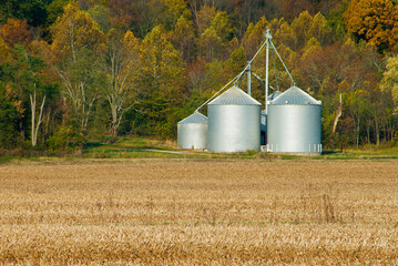 501-12 Grain Cribs in Autimn in Indiana © Hank Erdmann